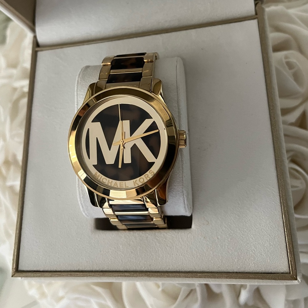 Michael Kors gold and tortoise watch